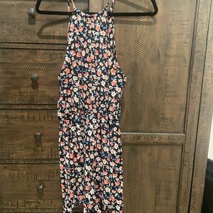 Three Hearts Navy Floral Kids One Piece